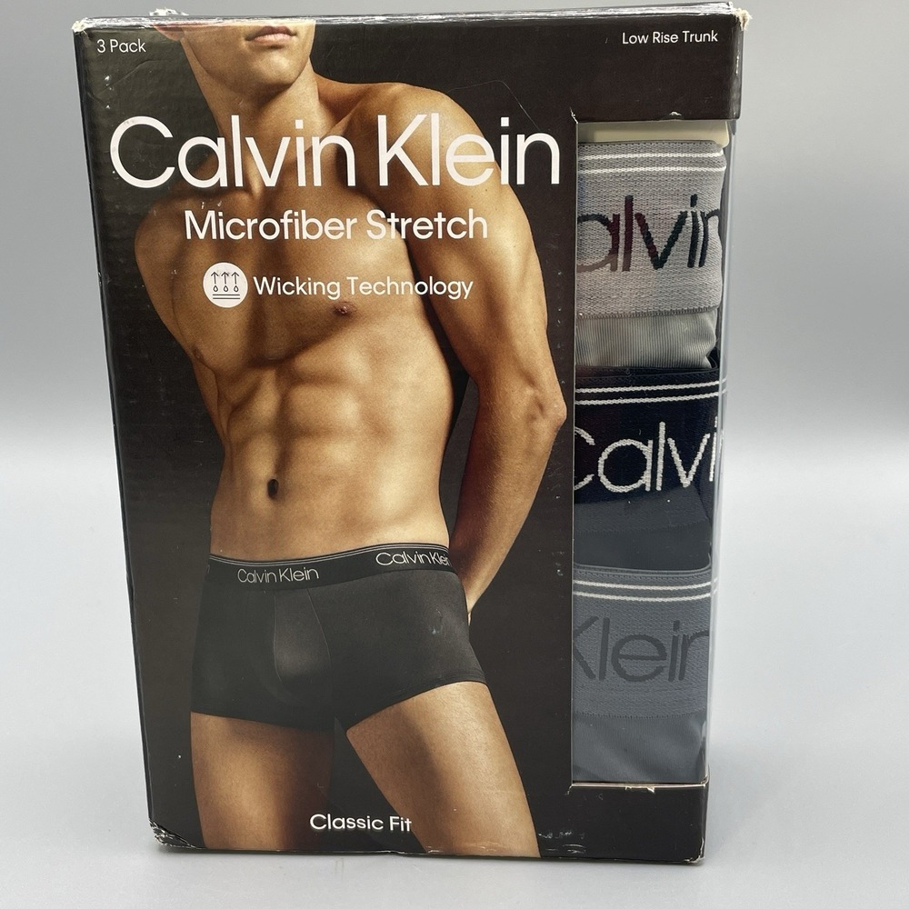 Calvin Klein 3 Pack XL Classic Fit Low Rise Microfiber‎ Stretch Boxer Briefs